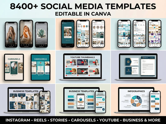 8400+ Social Media Canva-Vorlagenpaket, Instagram & YouTube Kit