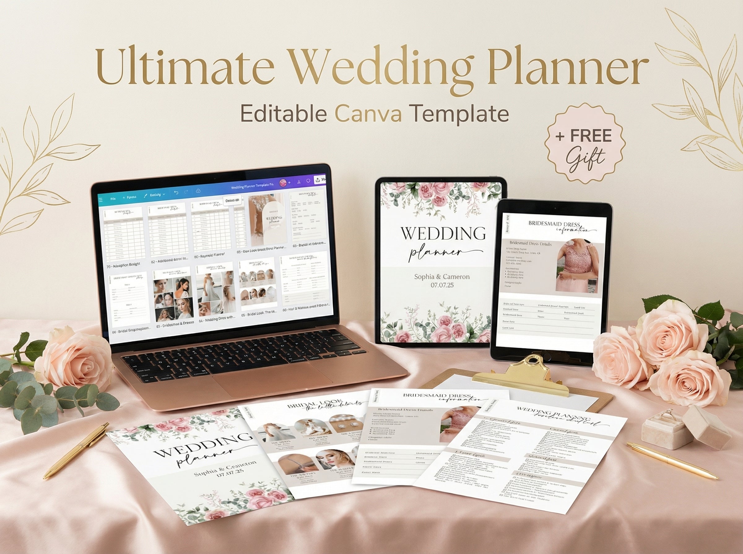 Ultimate Wedding Planner Canva Template, Editable Bridal Bundle