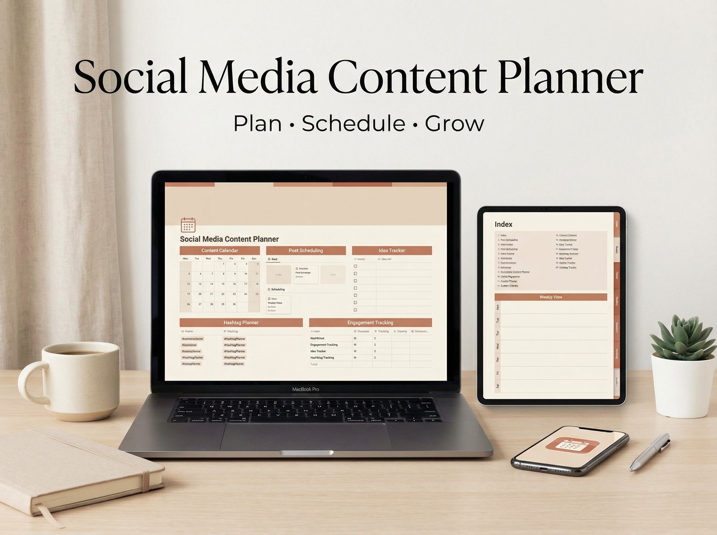 Social Media Content Planner, Content Calendar & Strategy Bundle