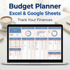 Budget Planner Spreadsheet Excel & Google Sheets, Finance Tracker
