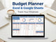 Budget Planner Spreadsheet Excel & Google Sheets, Finance Tracker