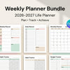 Weekly Planner Canva Bundle, 2026–2027 Life & Goal Planner