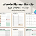 Weekly Planner Canva Bundle, 2026–2027 Life & Goal Planner